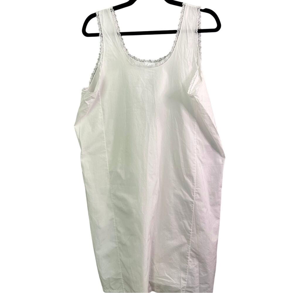 VTG Velrose Nightgown 40 White Lace Trim Cotton Sleeveless Sleepwear‎ Intimates
